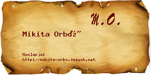 Mikita Orbó névjegykártya